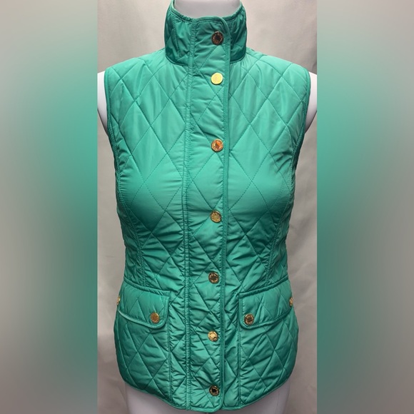 Lilly Pulitzer Getaway Quilted Vest in Jade green color gold-toned buttons XXS - Picture 4 of 14